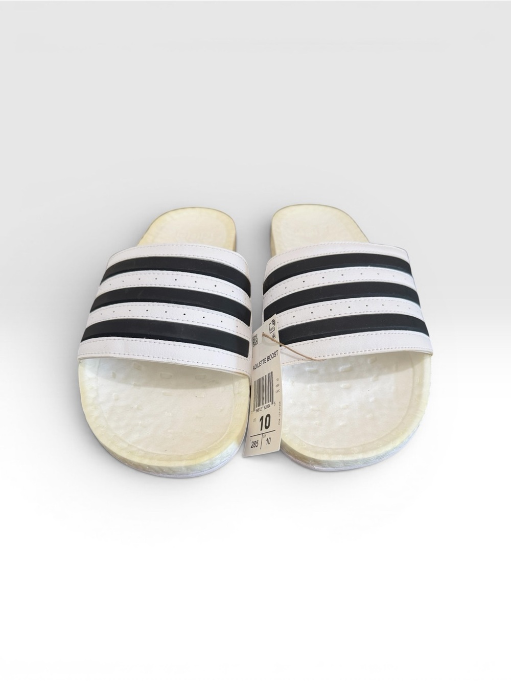 adidas White and Black Slide Sandals - Men's